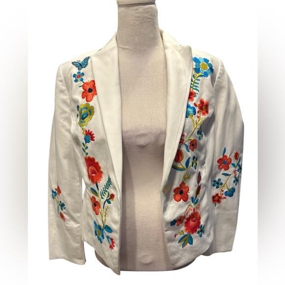 Etcetera Floral Embroidered White Jacket size 4 - Picture 4 of 11